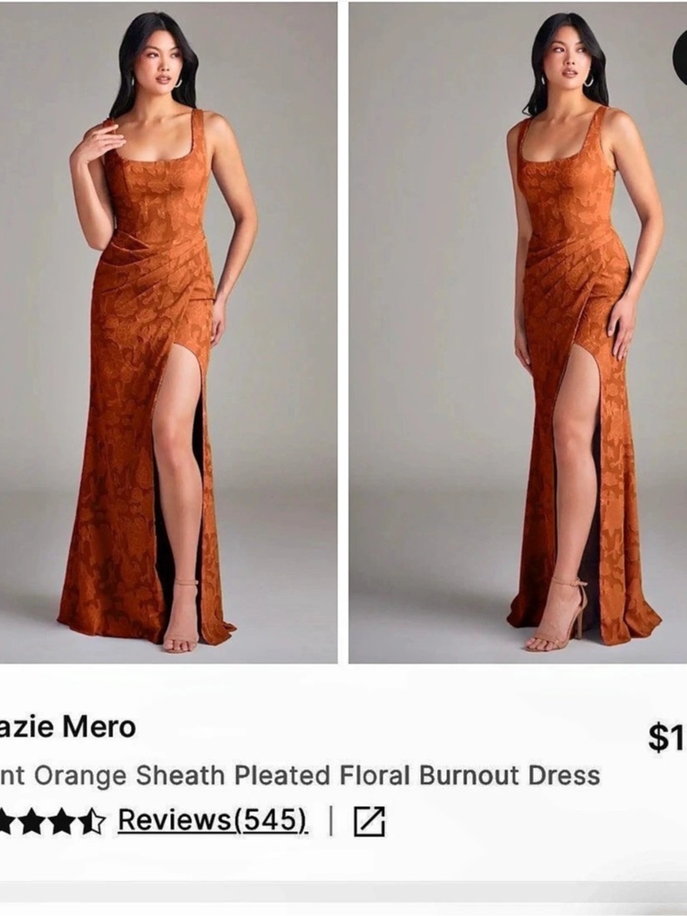 Azazie Mero Burnt Orange Floral Maxi Dress